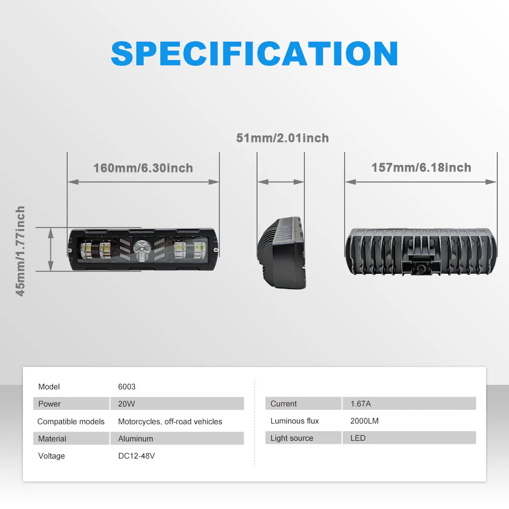 Skull Style RGB Aluminum LED Work Light 6003