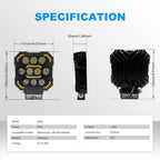 Square Yellow DRL Aluminum LED Work Light 8004