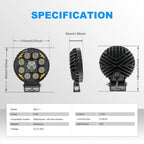Round Wolf RGB Aluminum LED Work Light 8007‑1