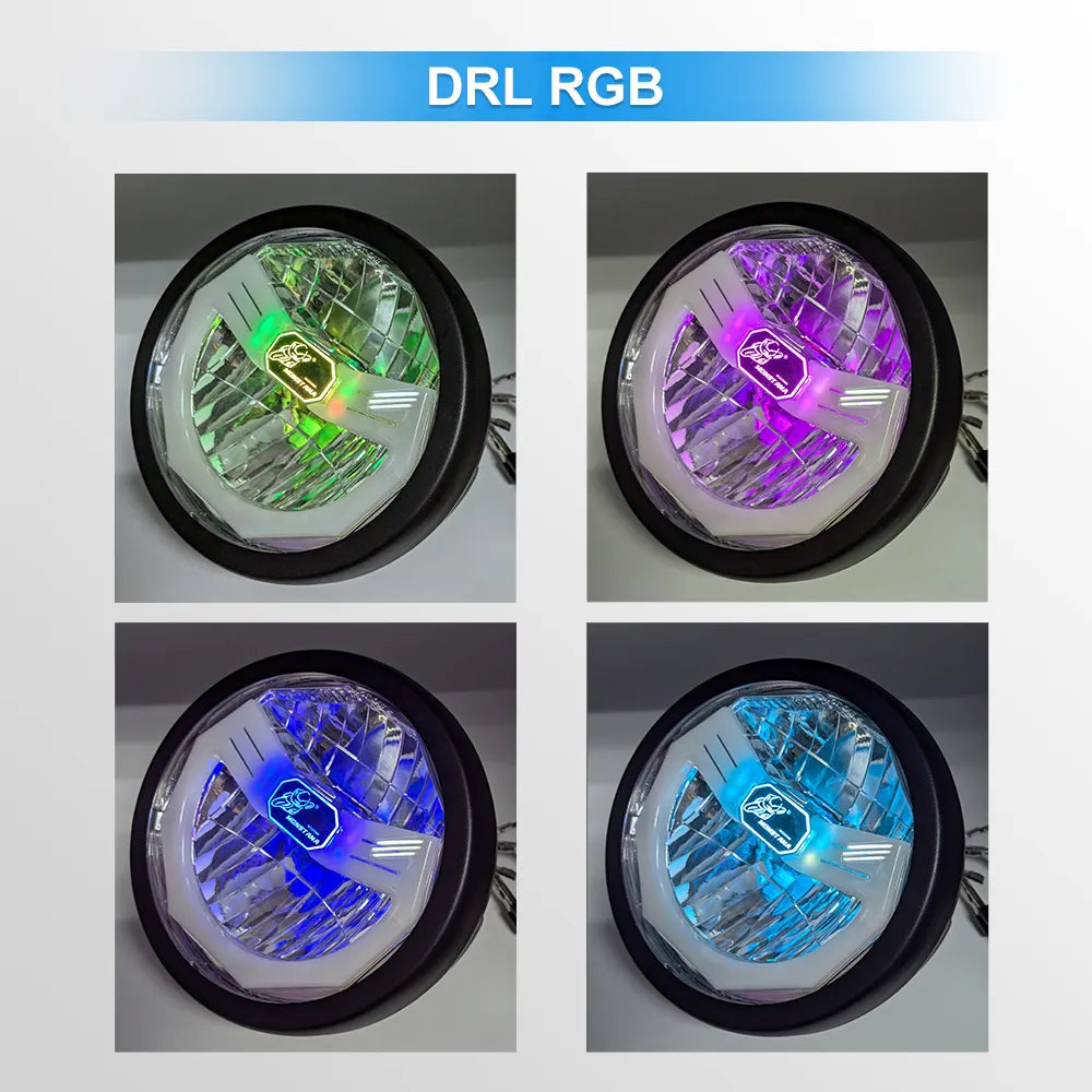 5.75 Inch Round RGB Halo LED Motorcycle Headlight HL5.75-3023