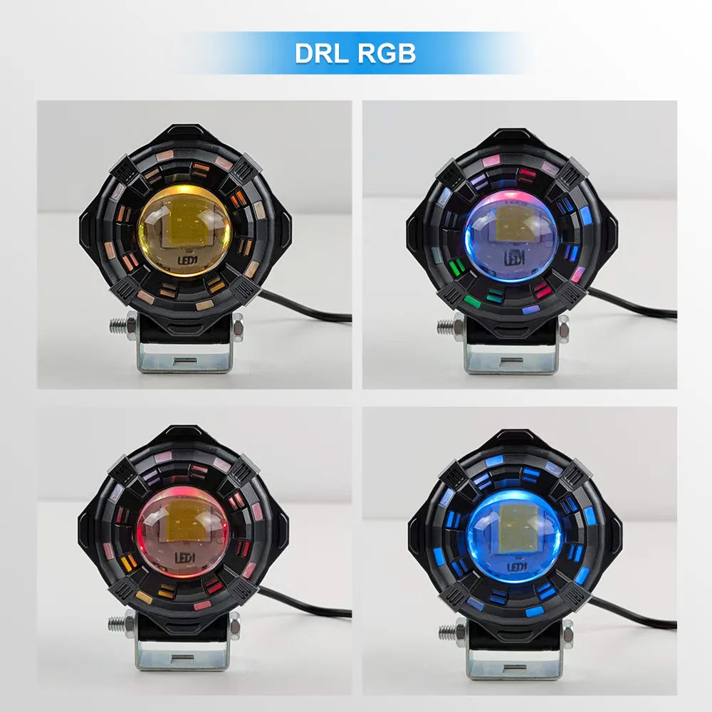 Hexagon RGB LED Motorcycle Spotlight SL-3007