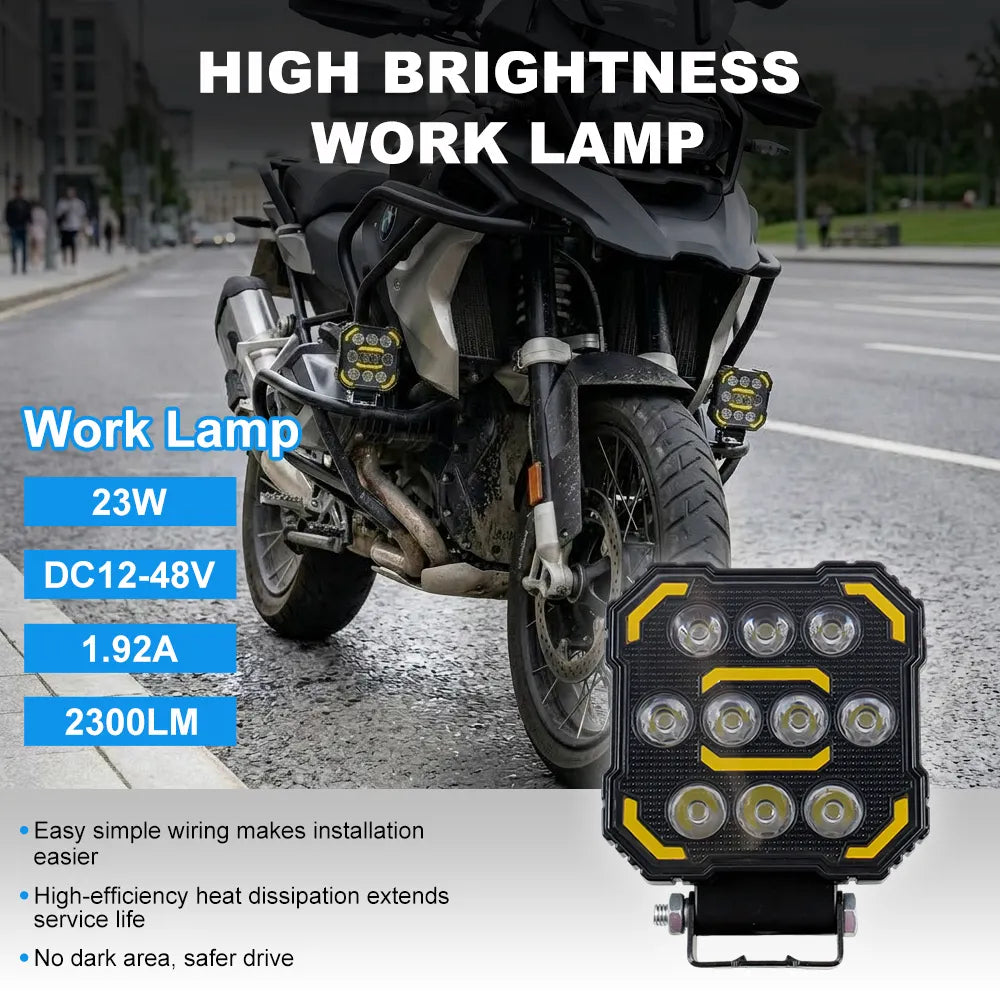 Square Yellow DRL Aluminum LED Work Light 8004