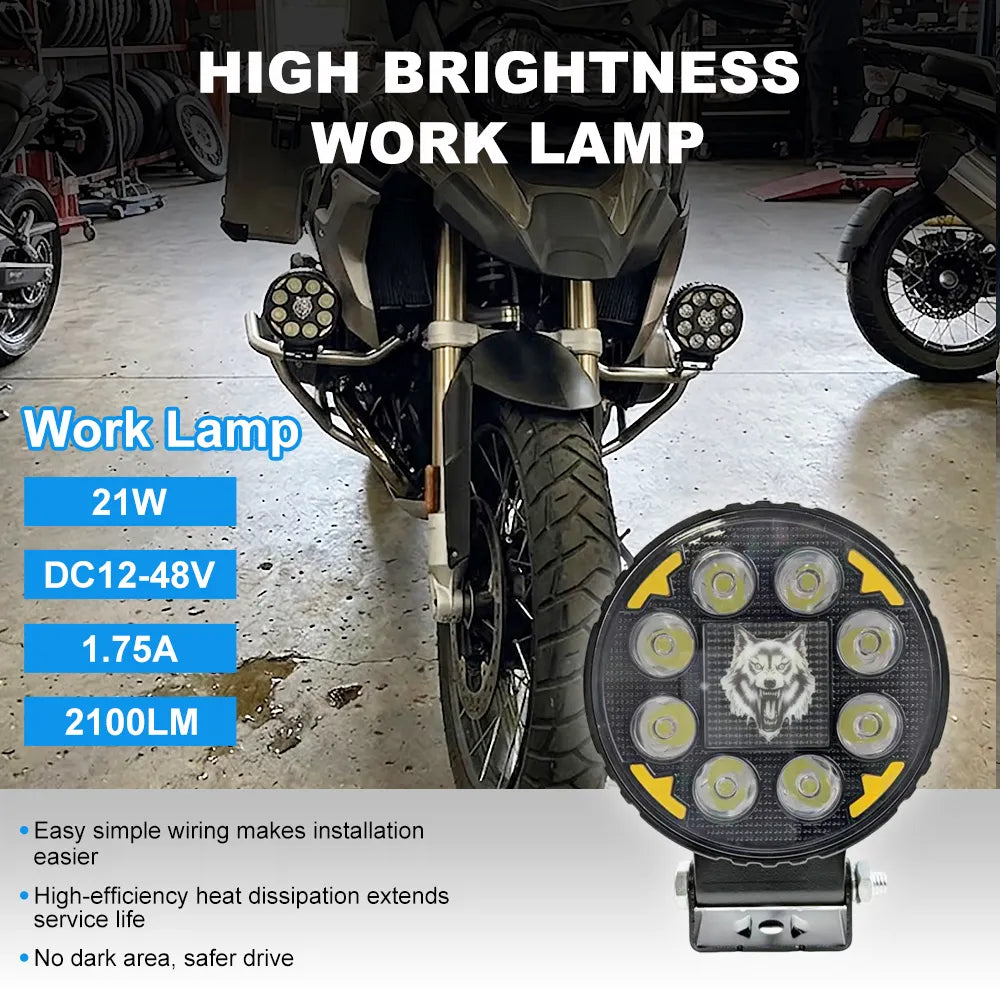 Round Wolf RGB Aluminum LED Work Light 8007‑1