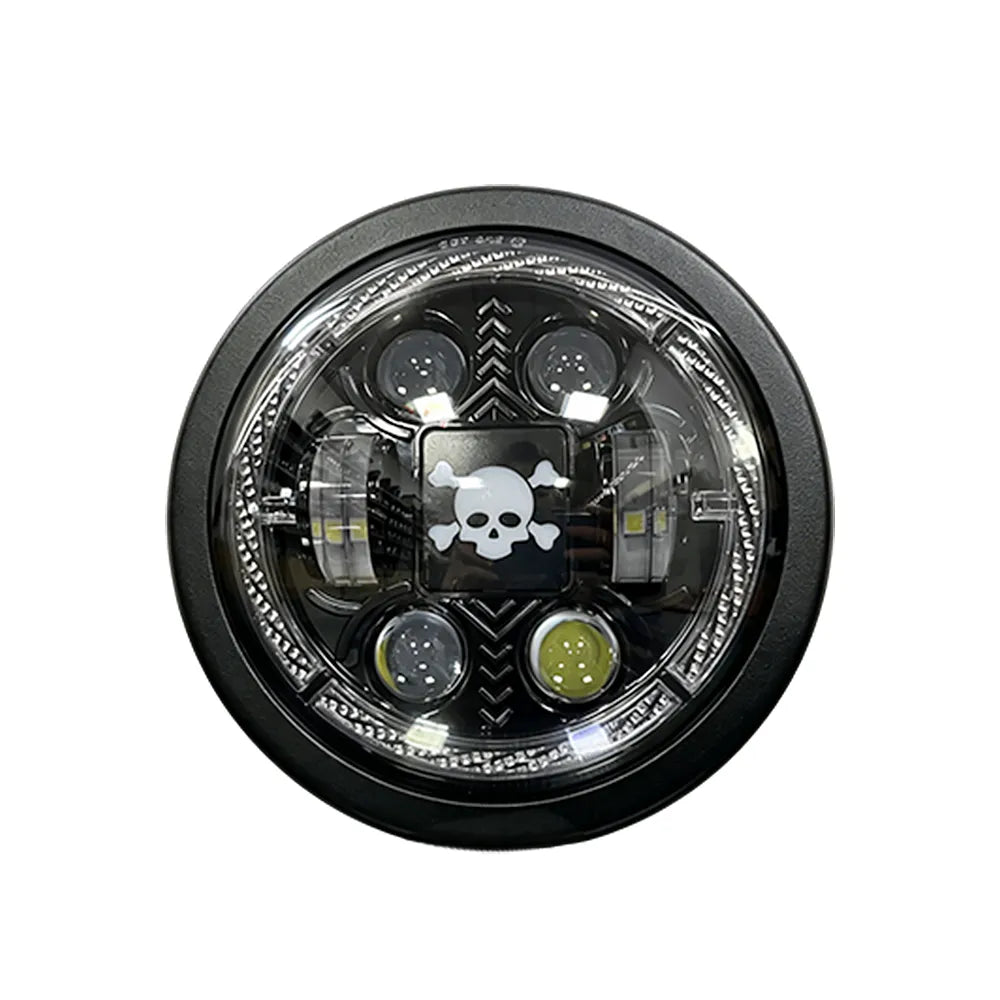 5.75 Inch 4-Lens Skull Crossbone Logo Turn Signal LED Headlight HL5.75-3021