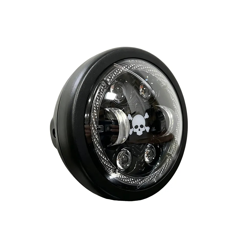 5.75 Inch 4-Lens Skull Crossbone Logo Turn Signal LED Headlight HL5.75-3021