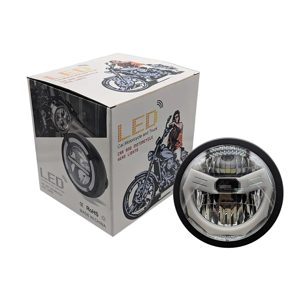 5.75 Inch Round RGB Halo LED Motorcycle Headlight HL5.75-3023