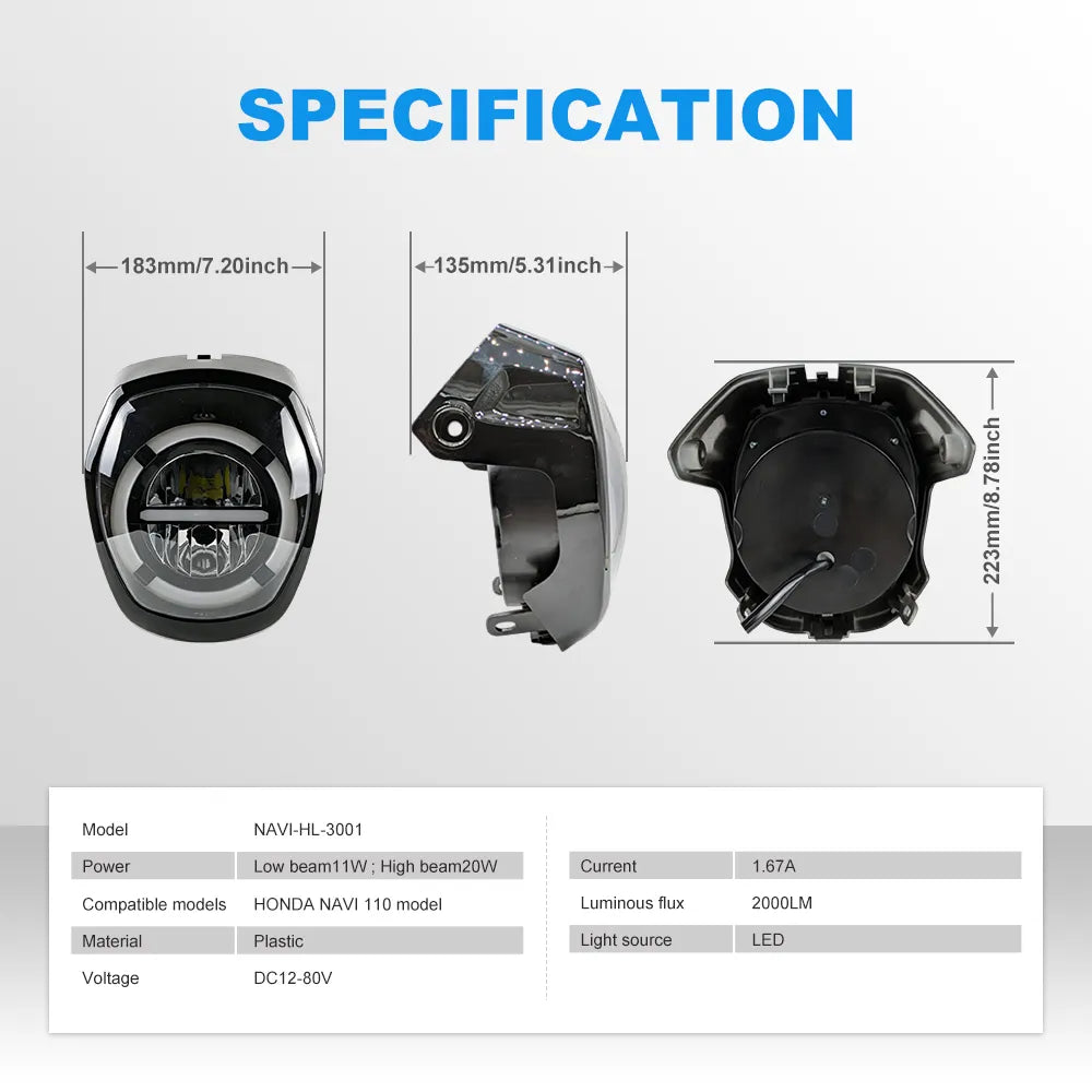 Dual-Color DRL Honda LED Headlight NAVI-HL-3001