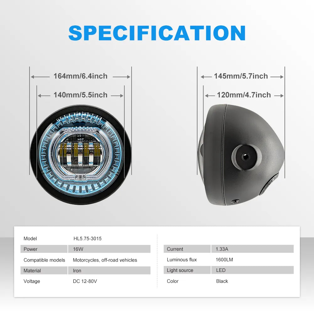 5.75 Inch Horizontal Strip RGB LED Headlight HL5.75-3015