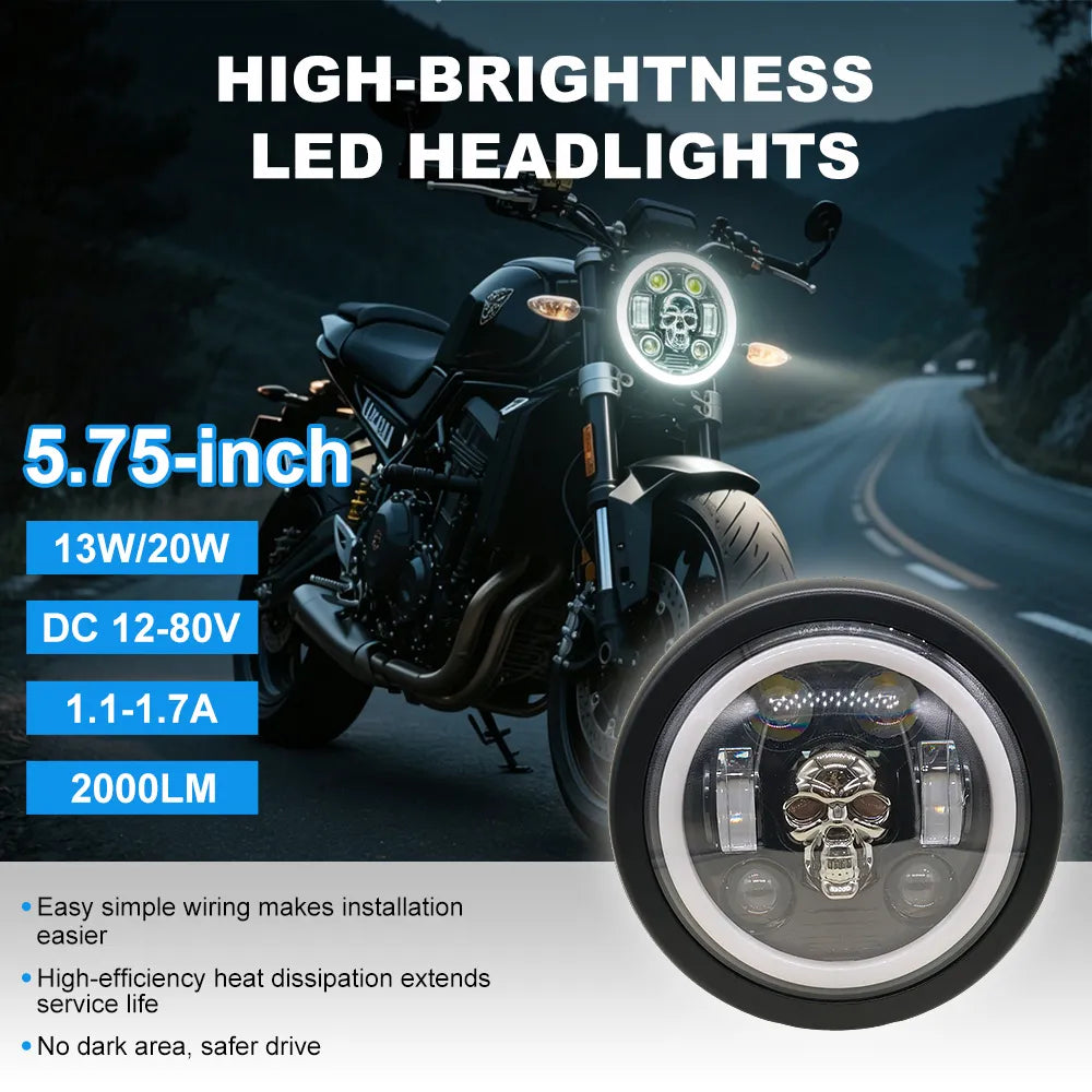 5.75 Inch Skull LED Headlight HL5.75-3004