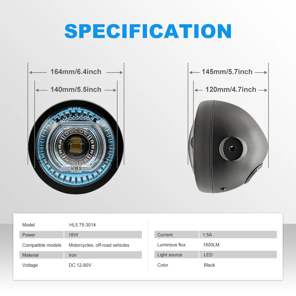 5.75 Inch Double Square Ring RGB LED Headlight HL5.75-3014