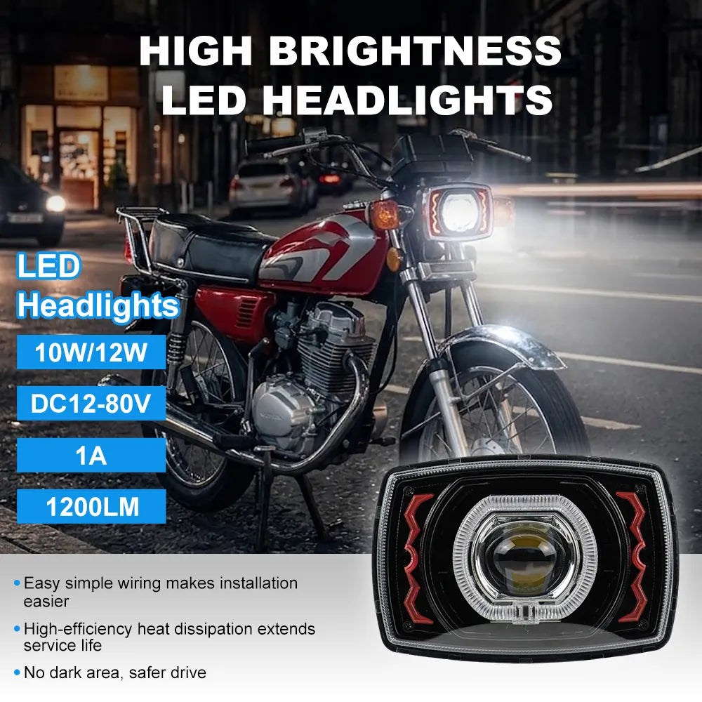 4 Inch Red Zigzag CG125 Square Headlight HL4-5002