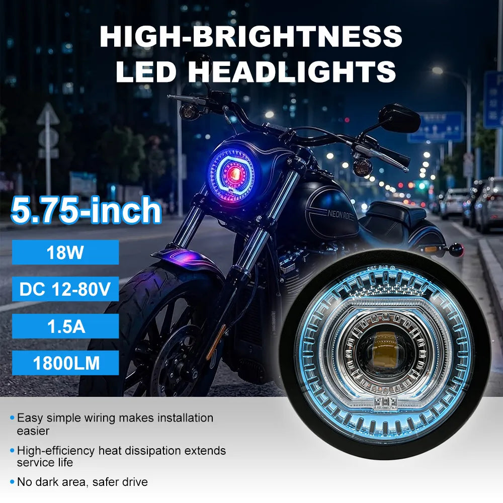 5.75 Inch Double Square Ring RGB LED Headlight HL5.75-3014