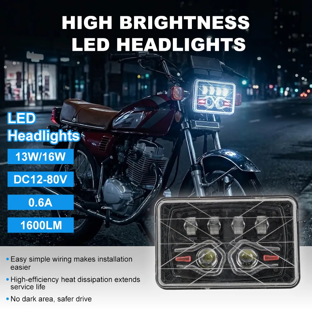 5 Inch Dual Lens Signal CG125 Square Headlight HL5-7004