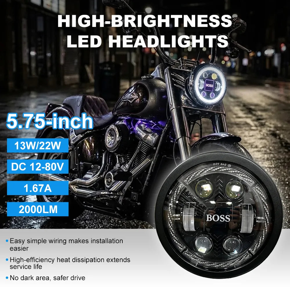 5.75 Inch 4-Lens BOSS Logo Turn Signal LED Headlight HL5.75-3022