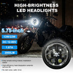 5.75 Inch 4-Lens Skull Crossbone Logo Turn Signal LED Headlight HL5.75-3021