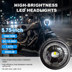 5.75 Inch Single Lens RGB Angel Ring LED Headlight HL5.75-3017