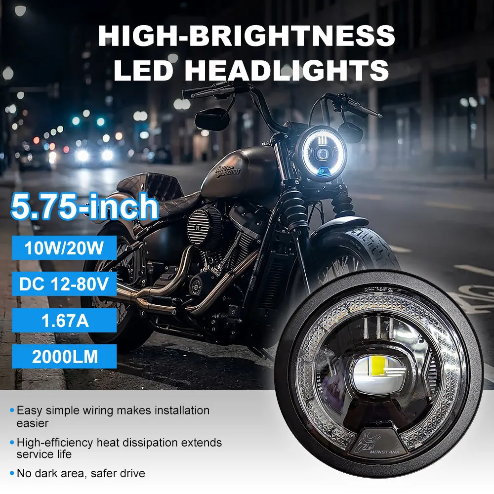 5.75 Inch Single Lens RGB Angel Ring LED Headlight HL5.75-3017
