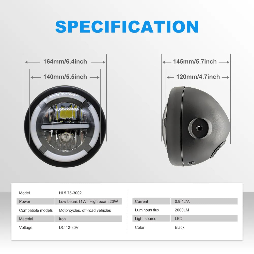 5.75 Inch Round LED Headlight HL5.75-3002