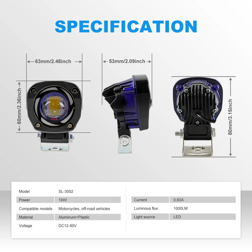 Square LED Motorcycle Spotlight SL-3002