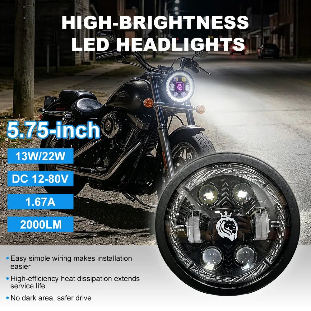5.75 Inch 4-Lens Lion Logo Turn Signal LED Headlight HL5.75-3020