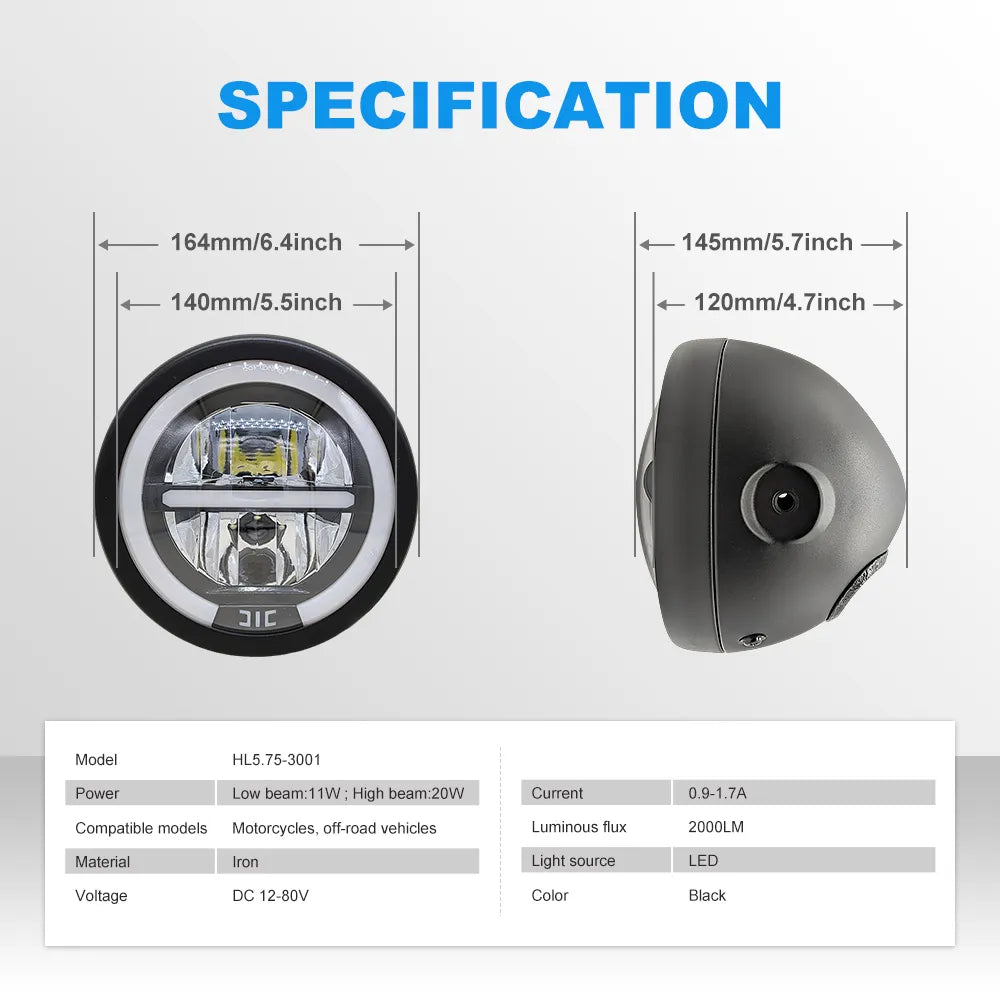 5.75 Inch LED Moto Headlight HL5.75-3001