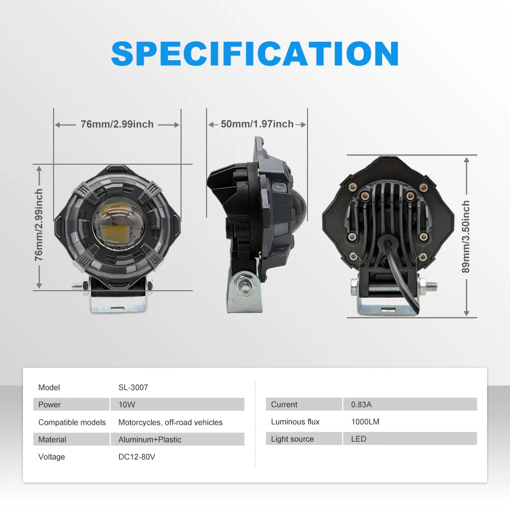 Hexagon RGB LED Motorcycle Spotlight SL-3007