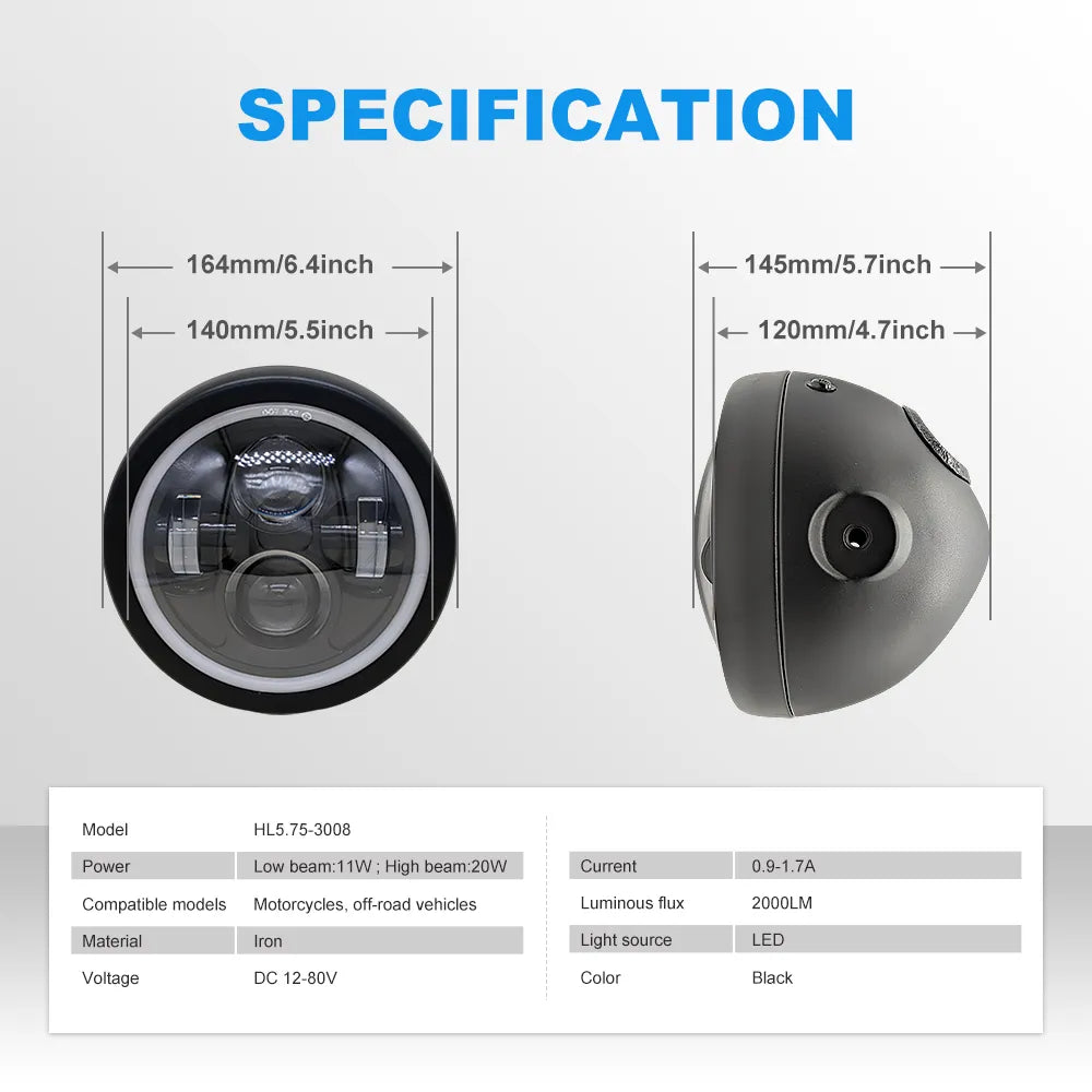 5.75 Inch Dual Lens Halo LED Headlight HL5.75-3008