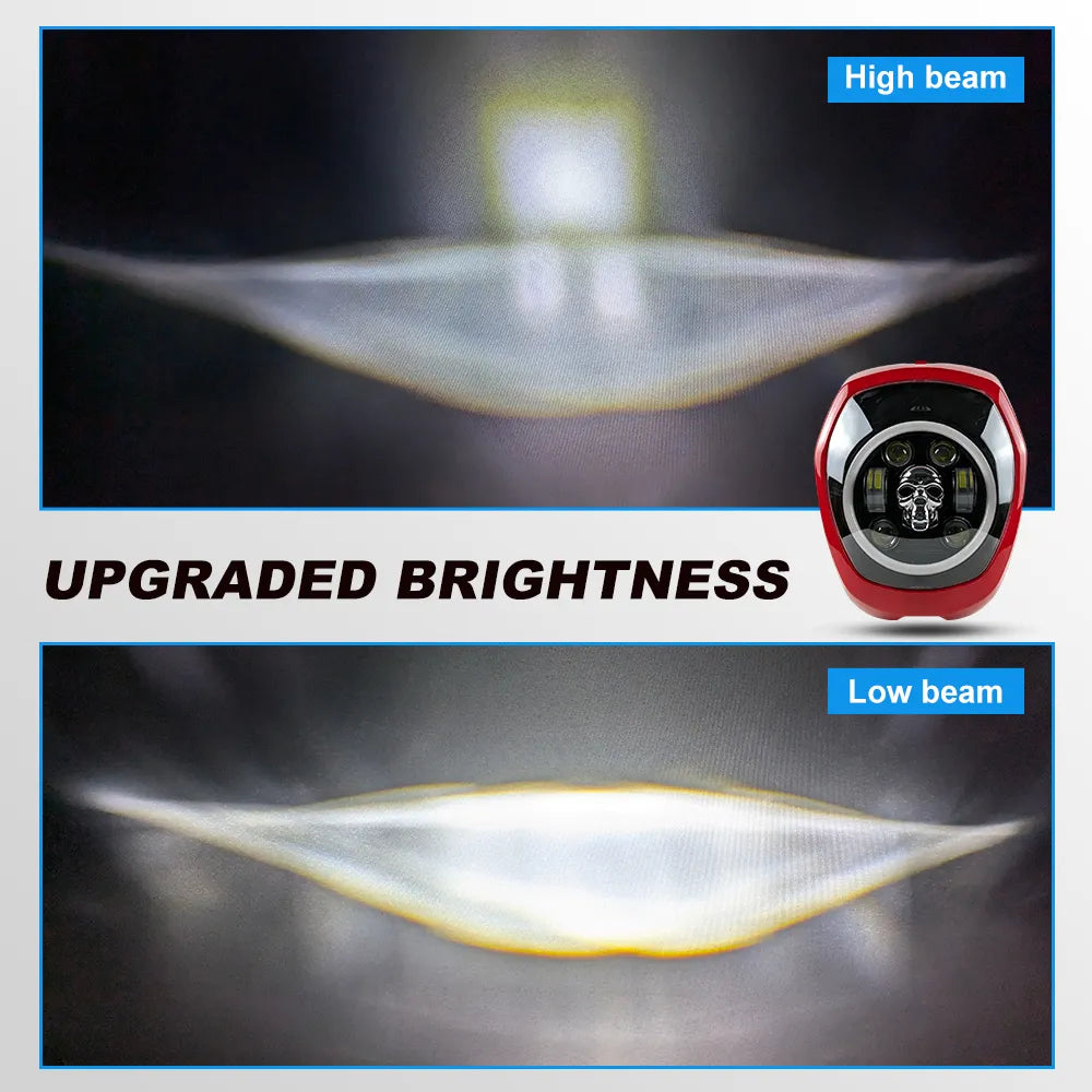 Gloss Red Skull RGB DRL Honda Headlight NAVI‑HL‑3003