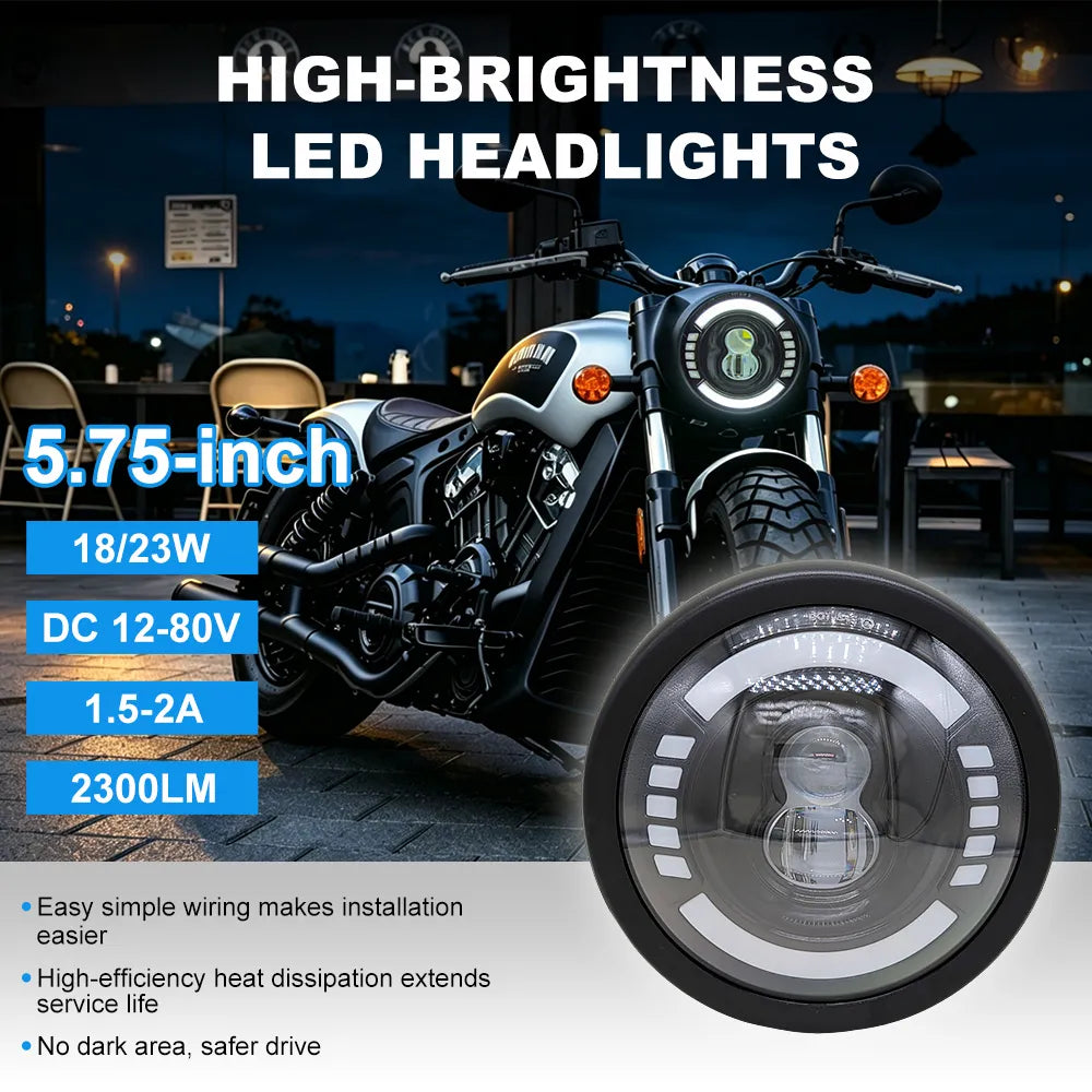 5.75 Inch Round Dual Ring LED Headlight HL5.75-3006