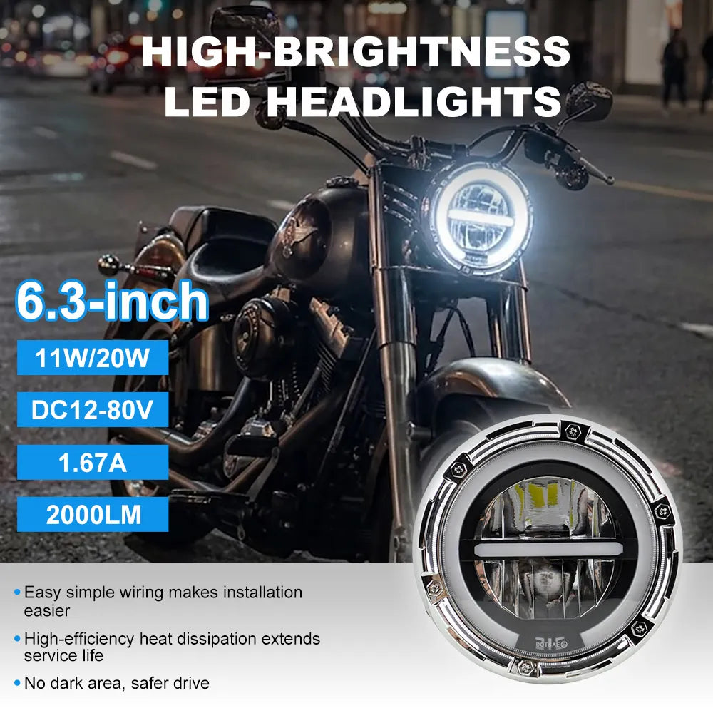 6.3‑Inch Halo DRL LED Motorcycle Headlight HL6.3‑6001