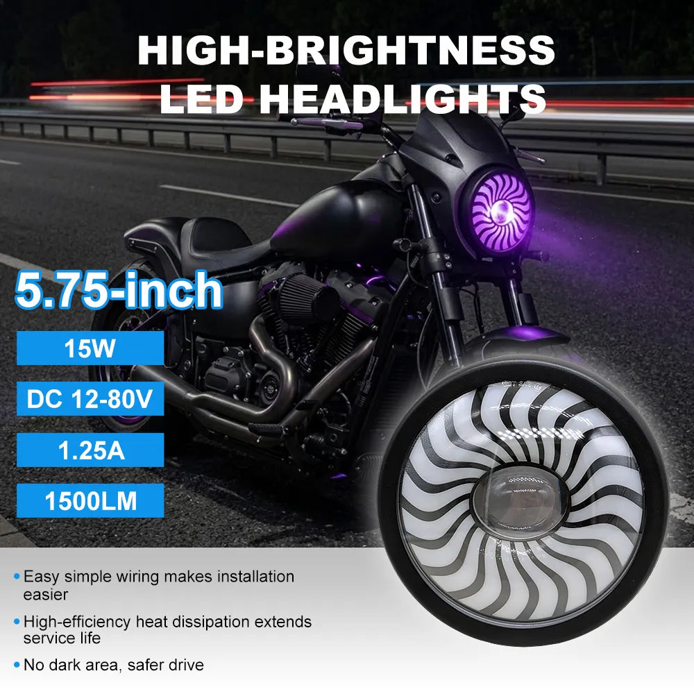 5.75 Inch Swirl RGB LED Headlight HL5.75-3010