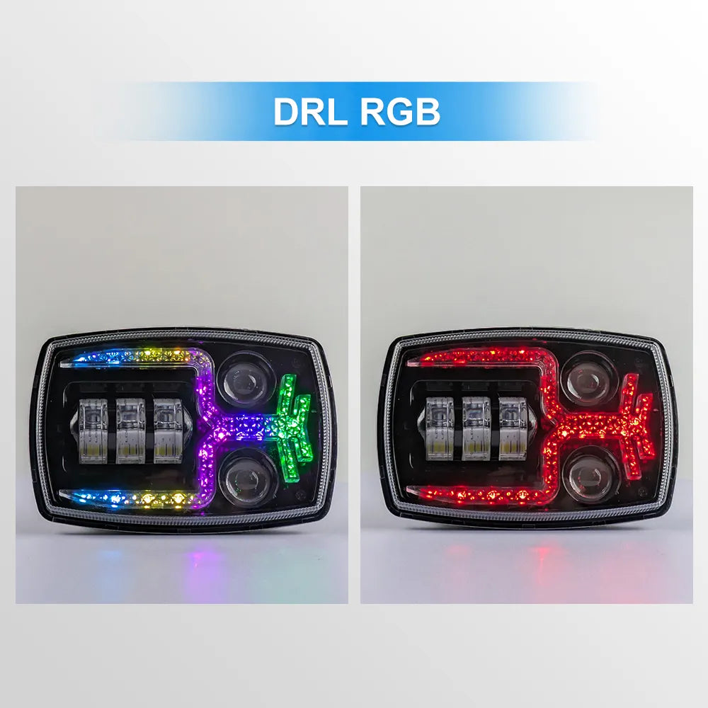 4 Inch Stylized RGB Halo CG125 Square Headlight HL4-5005