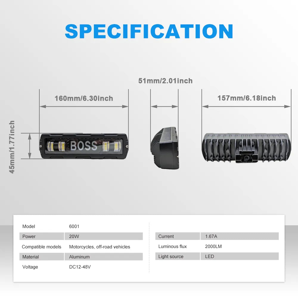 BOSS Logo Aluminum LED Work Light 6001