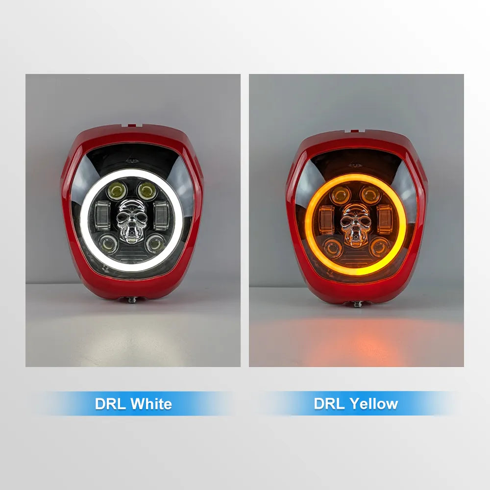 Gloss Red Skull RGB DRL Honda Headlight NAVI‑HL‑3003