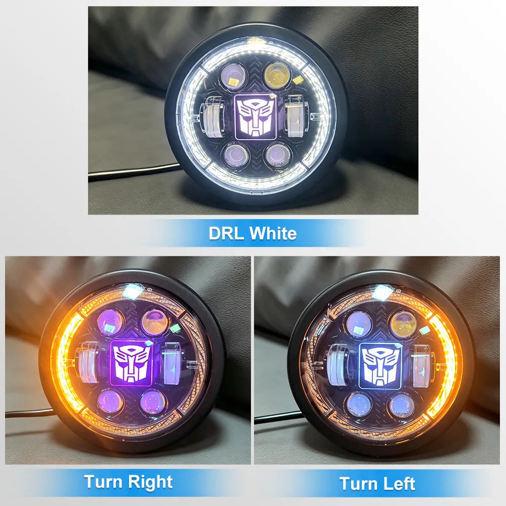 5.75 Inch 4-Lens Autobot Logo Turn Signal LED Headlight HL5.75-3019