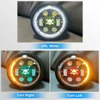 5.75 Inch 4-Lens Skull Crossbone Logo Turn Signal LED Headlight HL5.75-3021