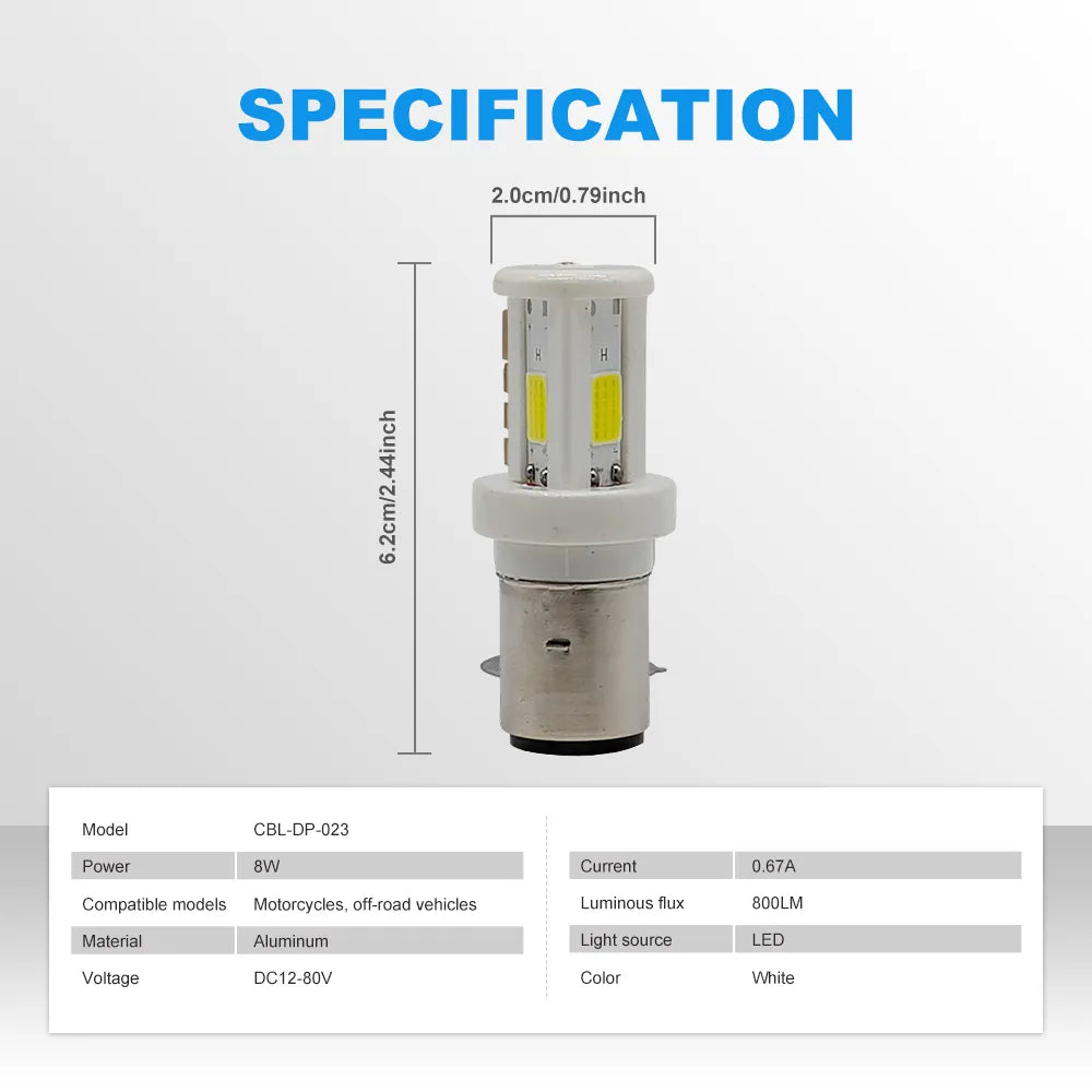 800LM White Ceramic Motorbike LED Bulb CBL-DP-023